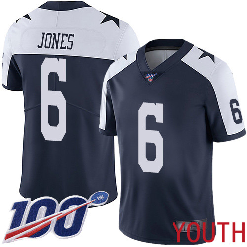 Youth Dallas Cowboys Limited Navy Blue Chris Jones Alternate 6 100th Season Vapor Untouchable Throwback NFL Jersey